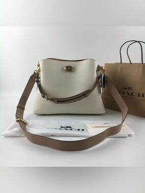 COACH Willow Shoulder Bag C2590 Chalk Colorblock Polished Pebble Leather